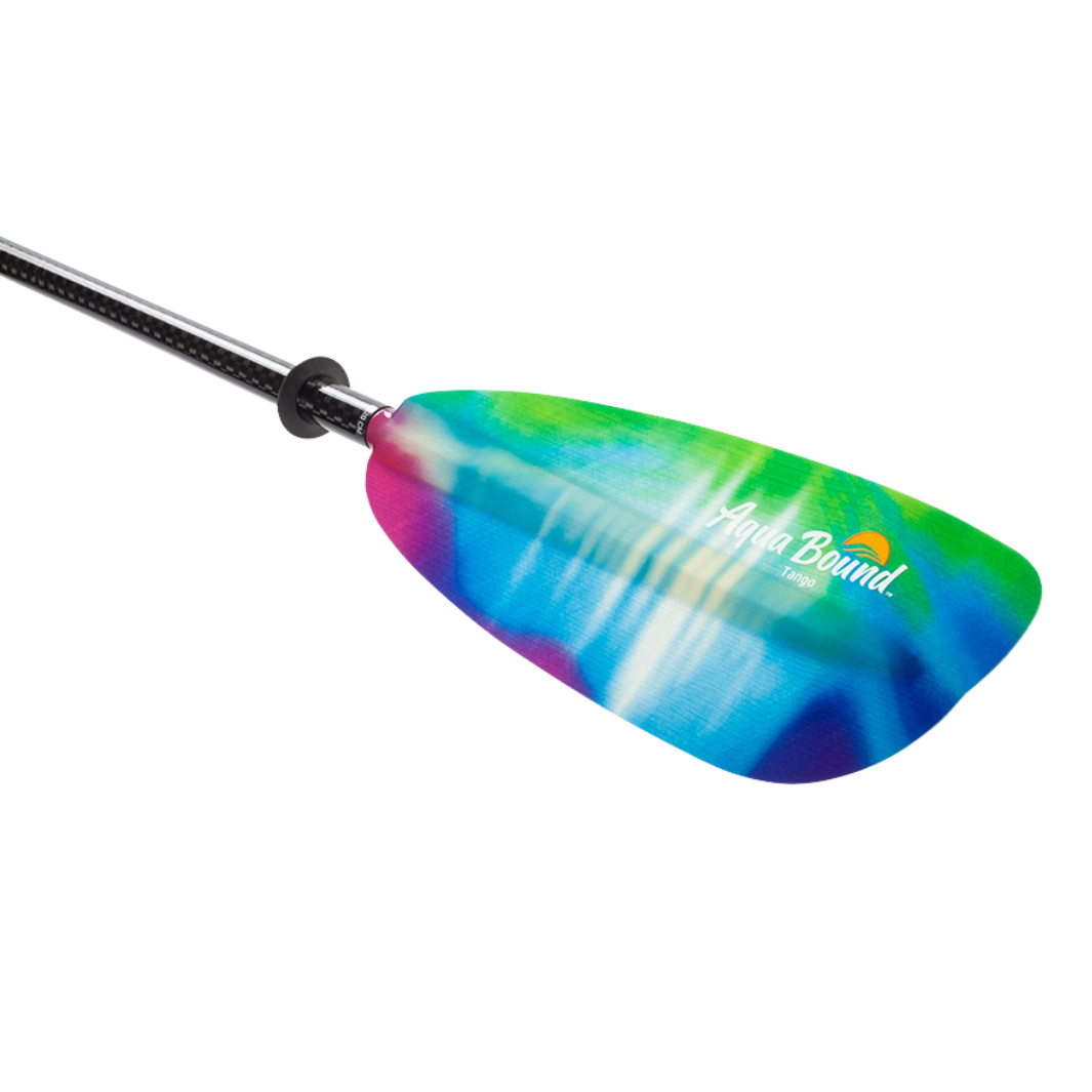 tango fiberglass 2-piece posi-lok kayak paddle northern lights right blade angled#color_northern-lights